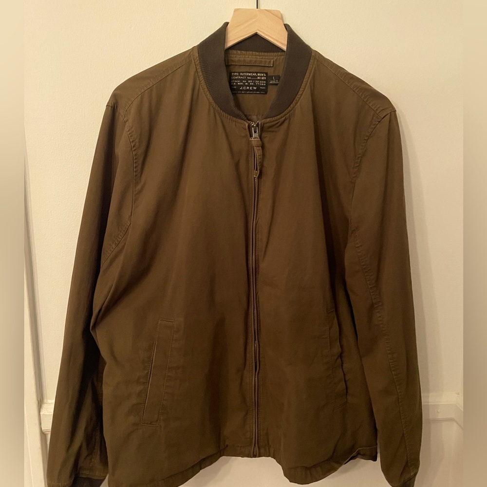 J Crew Olive Bomber Jacket - Large